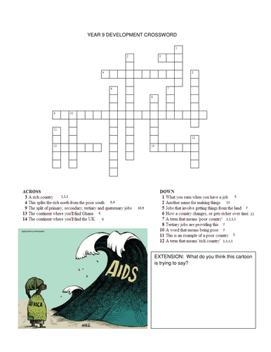 Year 9 Development Crossword: Less Able