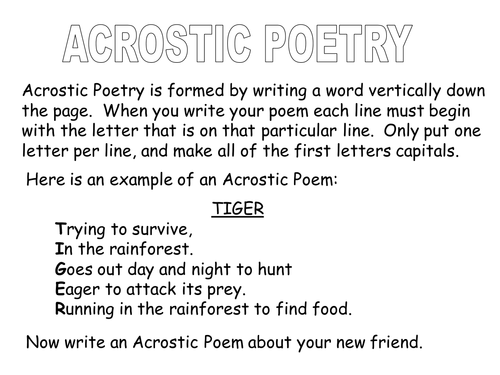 KS3 Poetry: Acrostic Poems by johncallaghan - Teaching Resources - Tes