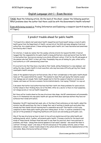 AQA GCSE Language Non-Fiction Revision