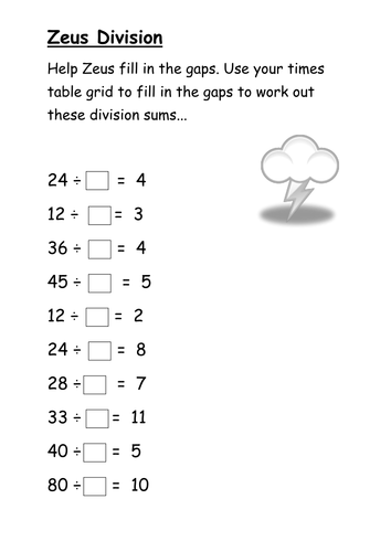 Mental Division Worksheet - La | Teaching Resources