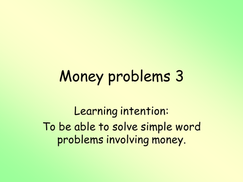 Y3 - Mental Maths - Money problems 3