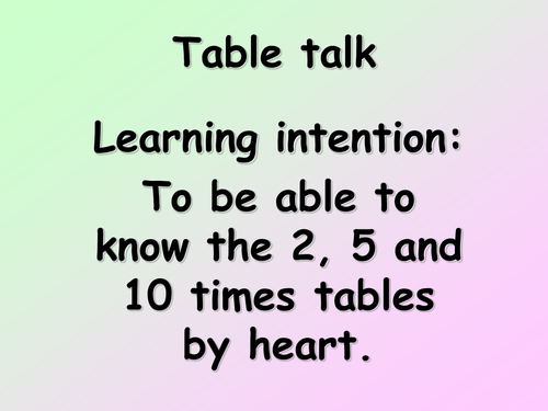 Table talk - Y3 Mental Maths