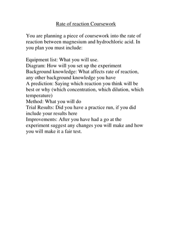 rate of reaction coursework