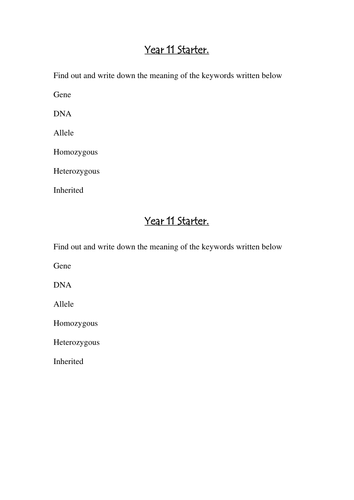 starter genetics keywords