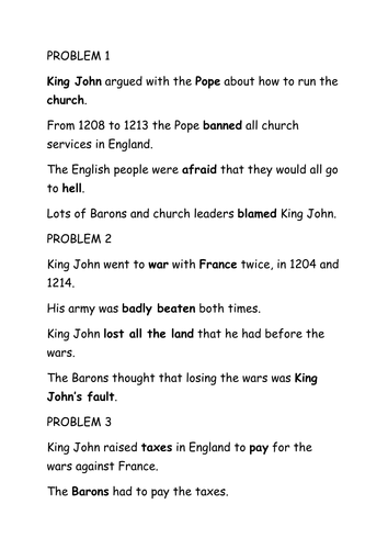 The problems of King John