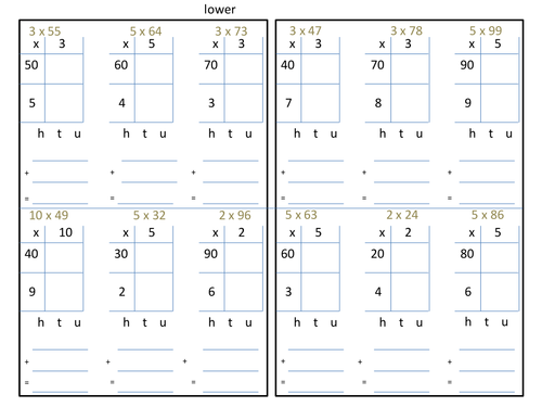 multiplication blank 1-12 worksheet Andyjink99 Grid by Method Teaching Resources