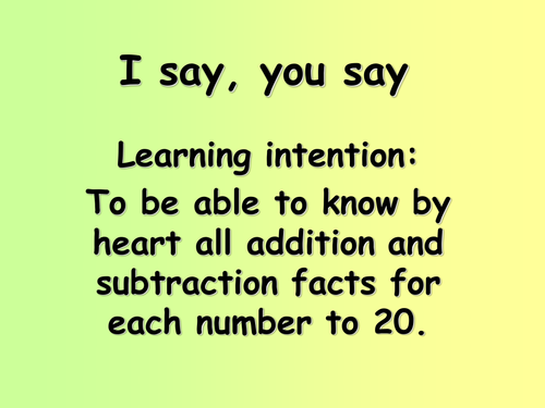 Year 3 - I say, you say