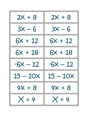 KS3 Single Bracket and Simplifying Match Cards