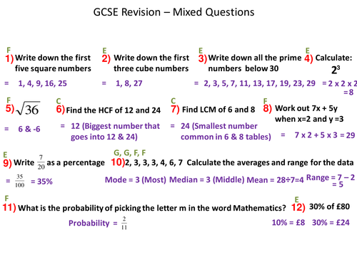 GCSE Foundation maths: Mixed Questions
