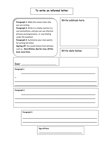 Formal Letter Planning Sheet By Little Dreamer Teaching Resources
