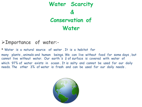 Water Scaricity & Conservation