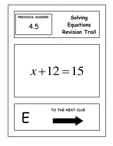 Solving Equations Revision Trail