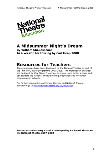 A Midsummer Night's Dream - Resource Pack