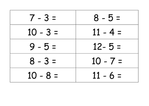 simple subtractions 2 | Teaching Resources