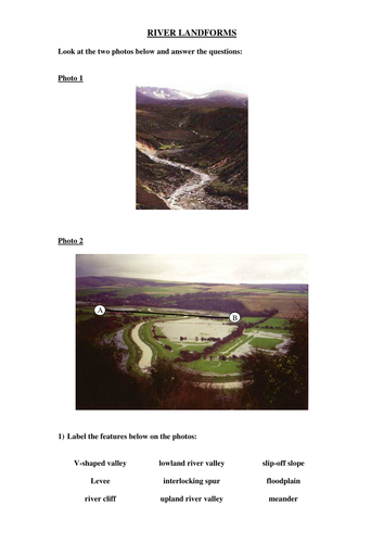 River Landform worksheet