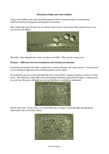 Refraction of Light and waterbubbles