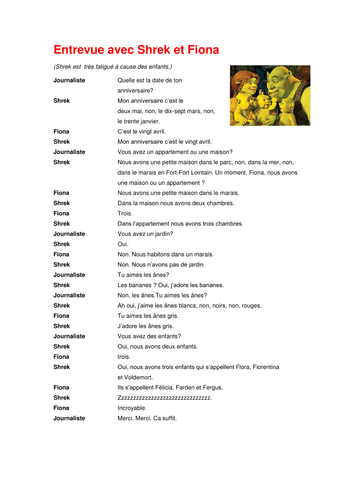 Entrevue avec Shrek et Fiona