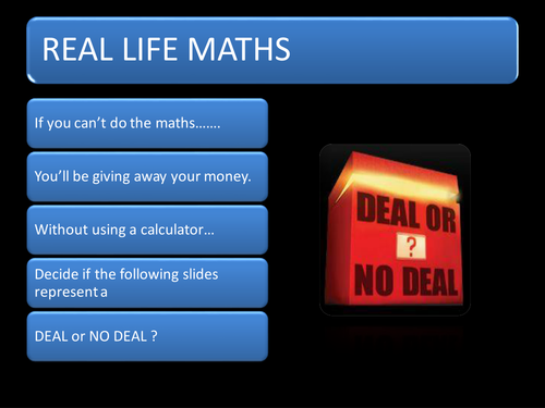 Maths Activity. Real Maths out shopping !