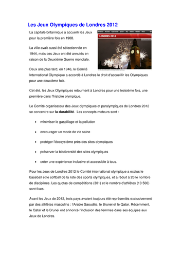 Les Jeux Olympiques de Londres 2012