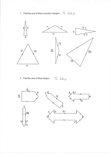 Pythagoras Theorem - Area of an Isosceles Triangle