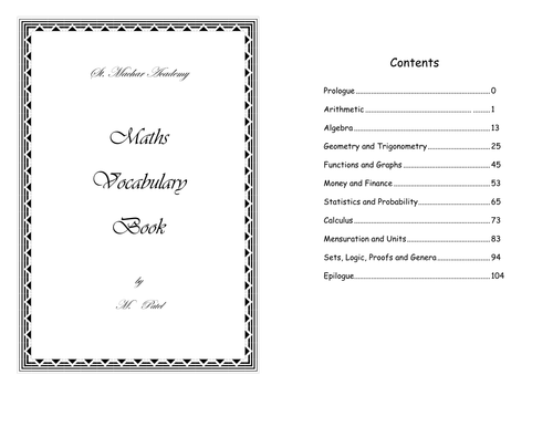 Maths Vocabulary Book