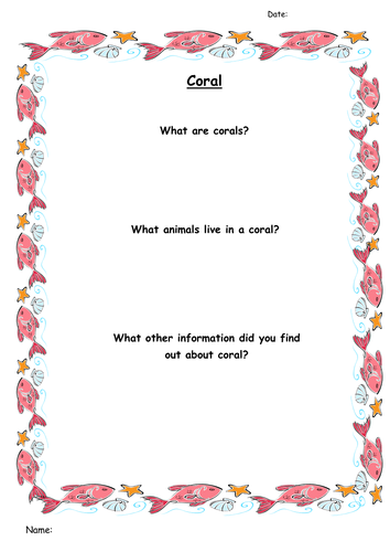 Coral worksheet