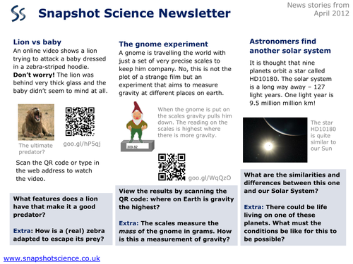 Snapshot Science May Junior Newsletter