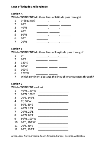 Longitude And Latitude Teaching Resources