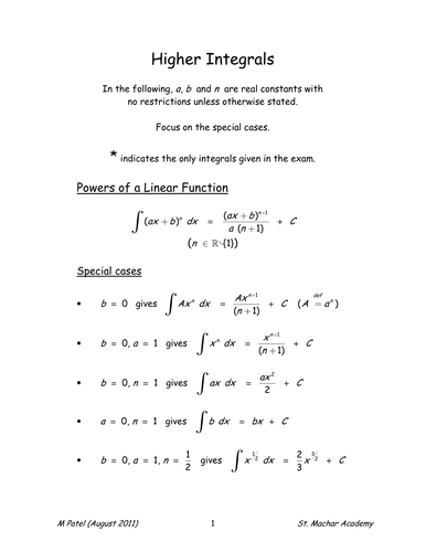Higher Integrals