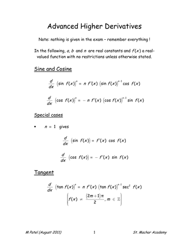 Advanced Higher Derivatives