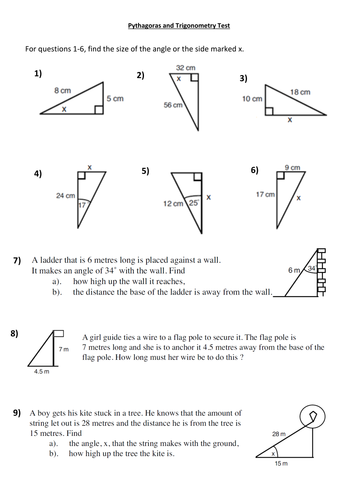 Pythagoras and Trigonometry Test