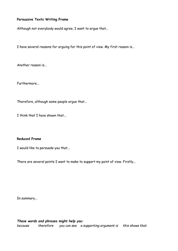 Persuasive writing features