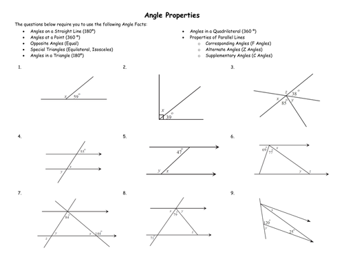 Angle Properties Exercise and Notebook File | Teaching Resources