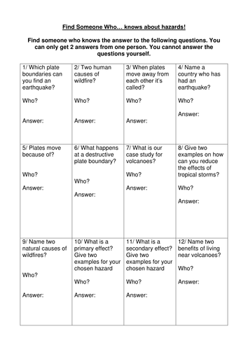 AQA B Living With Hazards Game