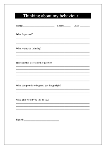 Reflecting on my Behaviour