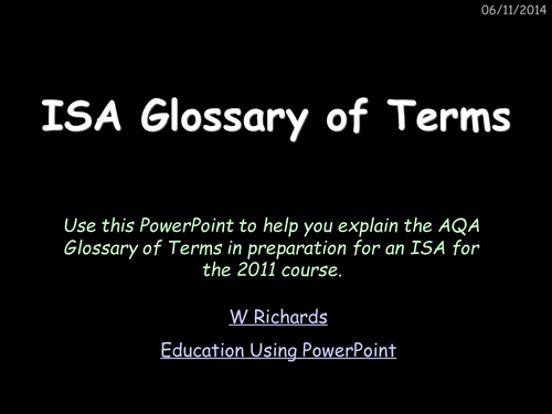2011 AQA ISA key words and terms PowerPoint