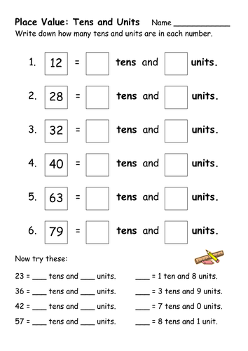 Resultado de imagen para worksheet place value for tens and units