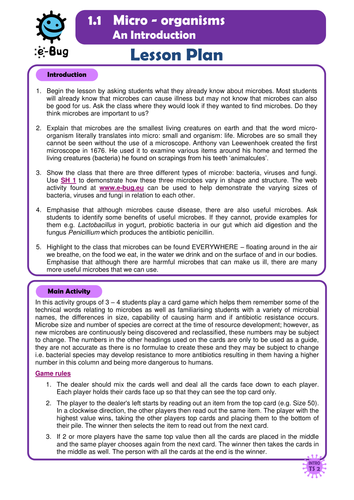 Secondary-Introduction to Microbes: Teacher Sheets