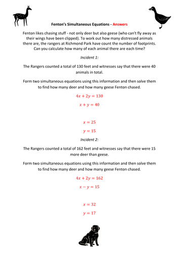Fenton's Simultaneous Equations