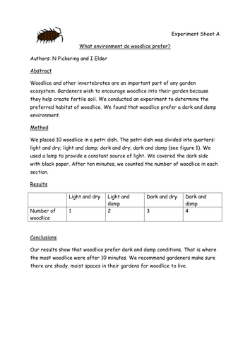 Woodlouse Weekly Peer Review task