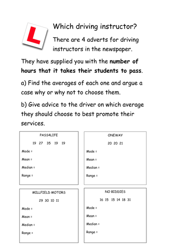 Using Averages -which driving instructor
