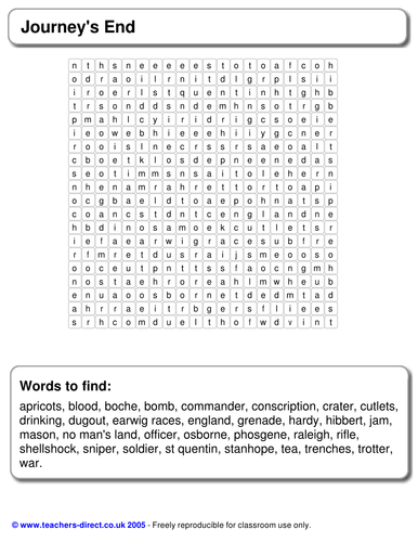 journey's end word search