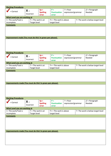 grid for marking and making improvements