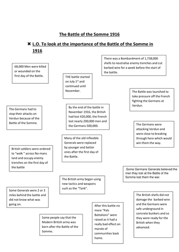 Battle of the Somme | Teaching Resources