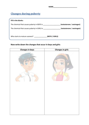 puberty video worksheet by uhf teaching resources tes