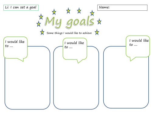 My Goals Worksheet Teaching Resources