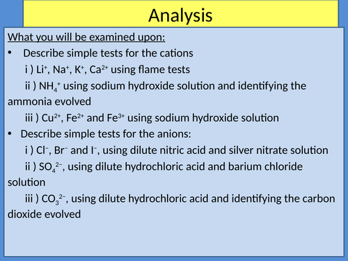Analysis - Testing For Ions and Gases