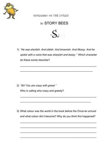 Worksheet for The Lorax by Dr Seuss | Teaching Resources