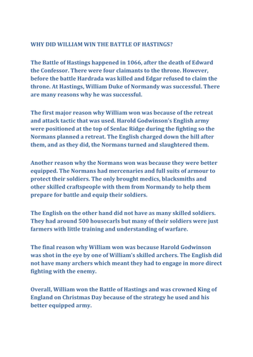 Battle of Hastings The Overview