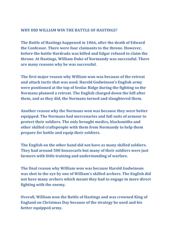 essay on the battle of hastings